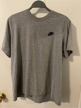 Nike Gray Short-Sleeve Crew T-Shirt with Black Swoosh
